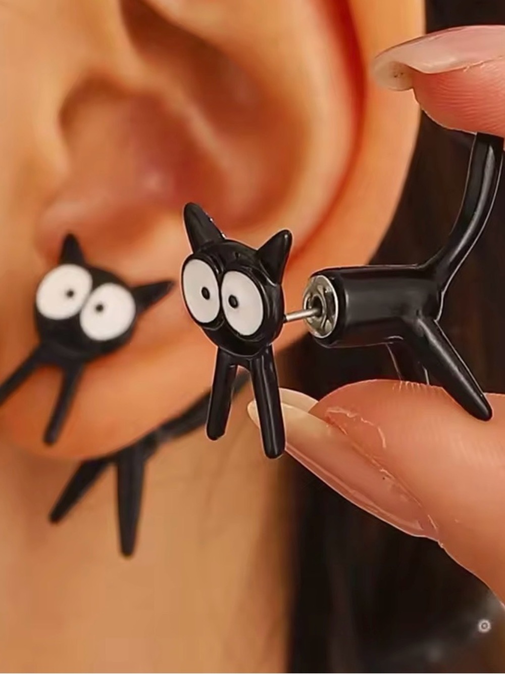 Cute Black Cat Stud Earrings